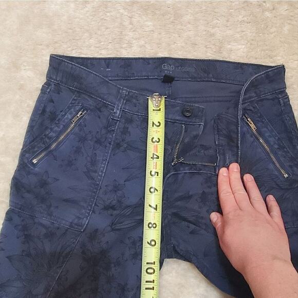 GAP Factory Leggings Blue with Black Floral Print, Size 8R - Picture 4 of 6